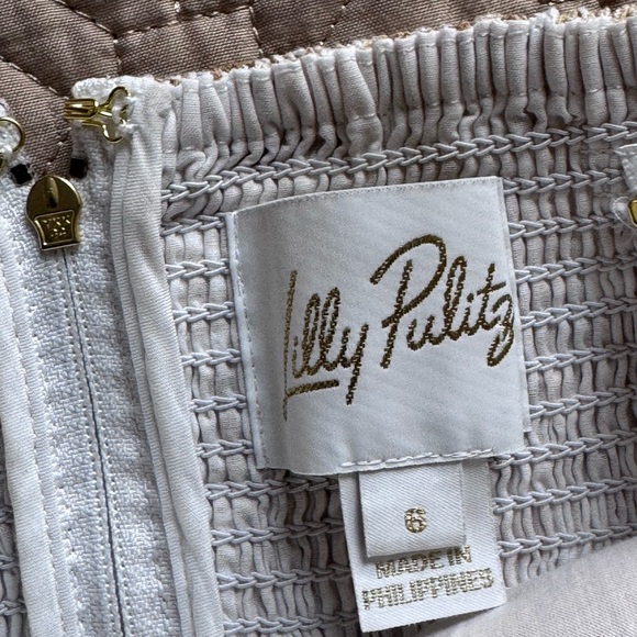 Lilly Pulitzer Jorgian Beige and White Linen Dress Size 6 - Picture 5 of 6